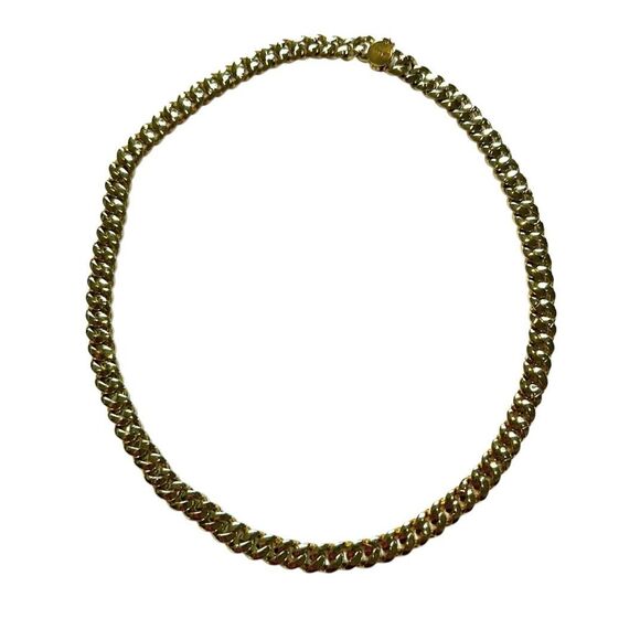 18K gold plated cuban link rhinestone necklace - Picture 7 of 11